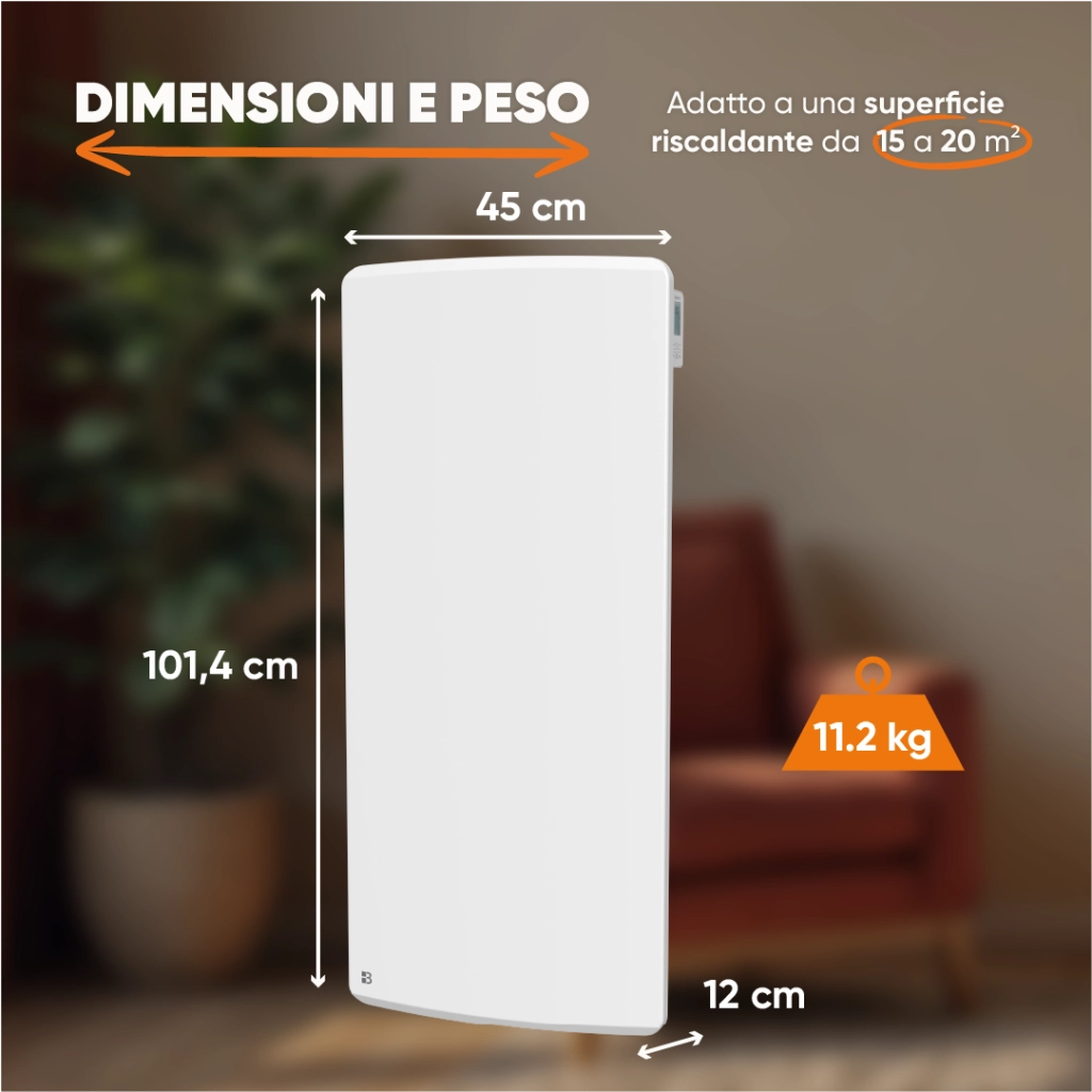 Radiatore elettrico fisso verticale in ceramica bianca Bestherm ARIA 2000W a inerzia secca