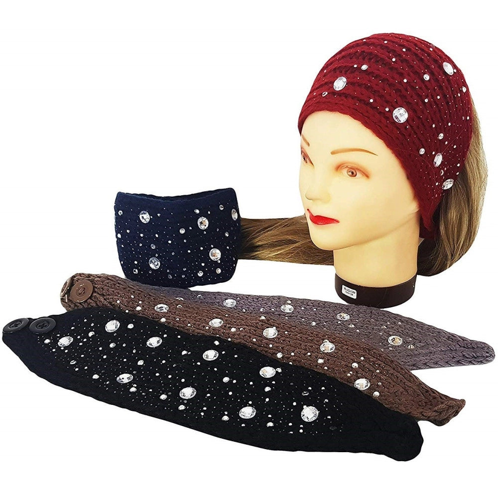 Trade Shop - Fascia Elastica Lana Brillantini Annodata Retro Ferma Capelli Tessuto Accessori -