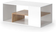 Tavolino da salotto Edgar, Rovere bianco/dorato, 110 x 59 cm, con ulteriore ripiano sotto il piano del tavolo