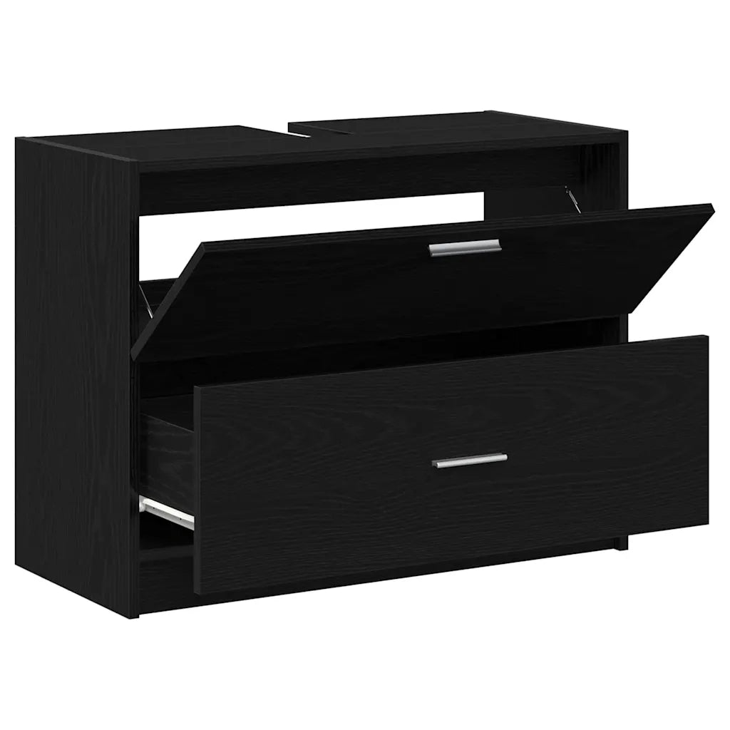 Mobile da Bagno | Armadio da bagno Rovere Nero 78 x 37 x 59 cm Legno multistrato