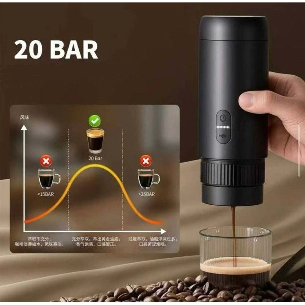 Trade Shop - Mini Macchina Per Caffè Espresso Portatile Ricaricabile 20 Bar 2in1 Per Capsule Macinato -