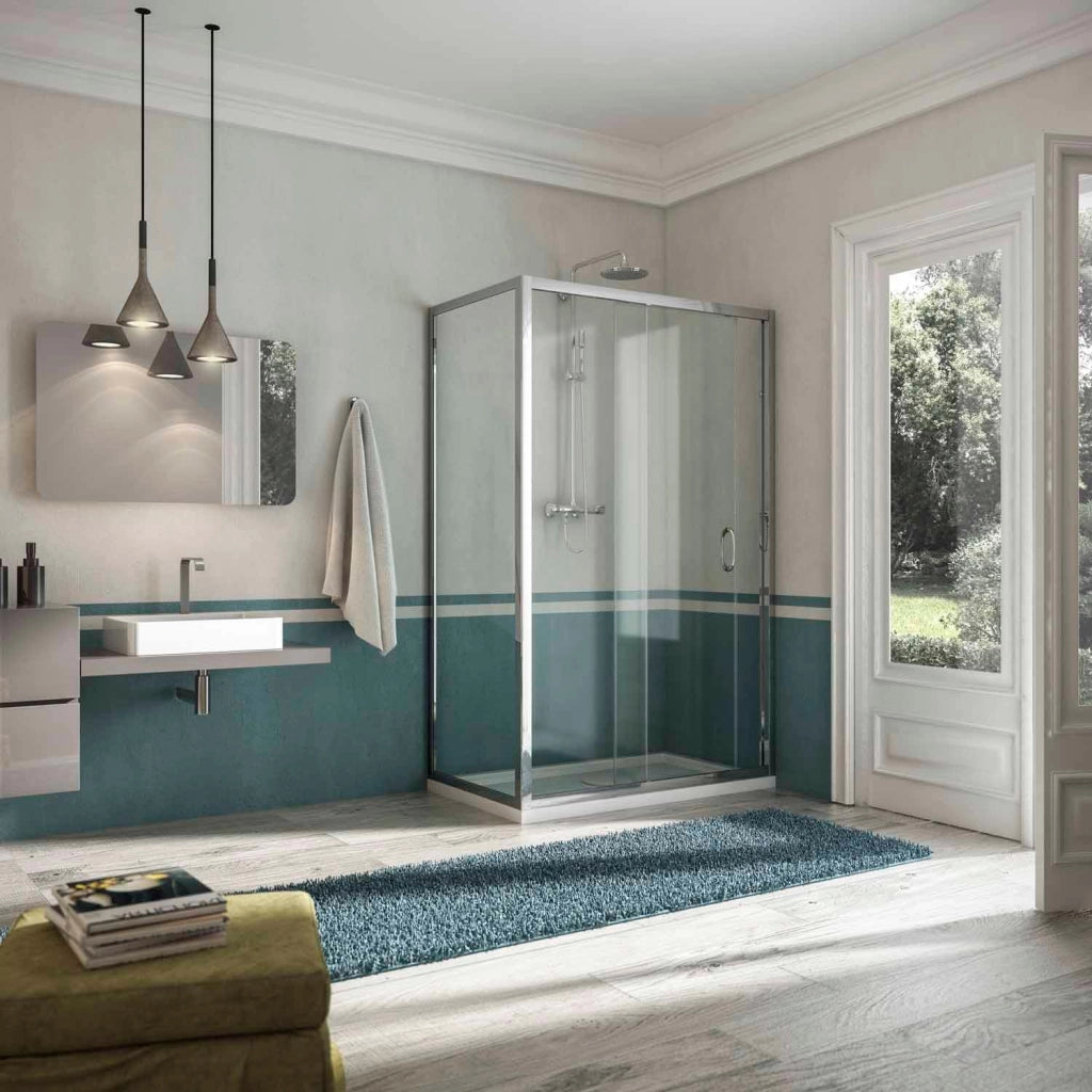 Box Doccia Angolare 70x120 cm 1 Anta Scorrevole in Cristallo Opaco 6mm H185 Fosterberg Kolding Duo