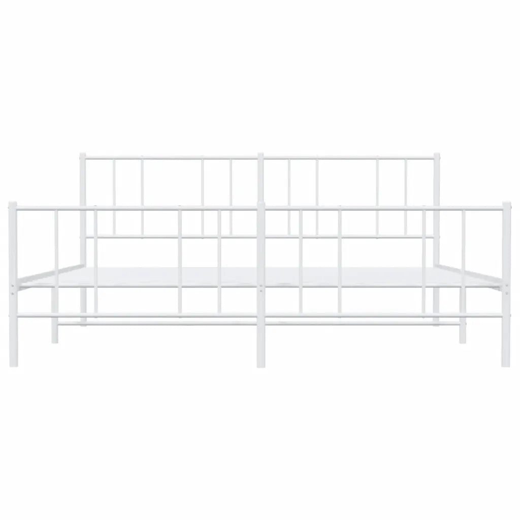 Giroletto con Testiera e Pediera Metallo Bianco 200x200 cm 352554