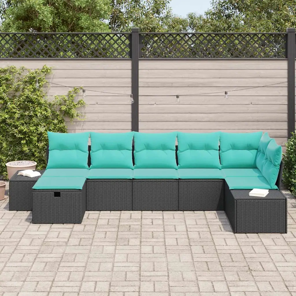 Set Divano da Giardino 7 pz Nero polyrattan 3359405