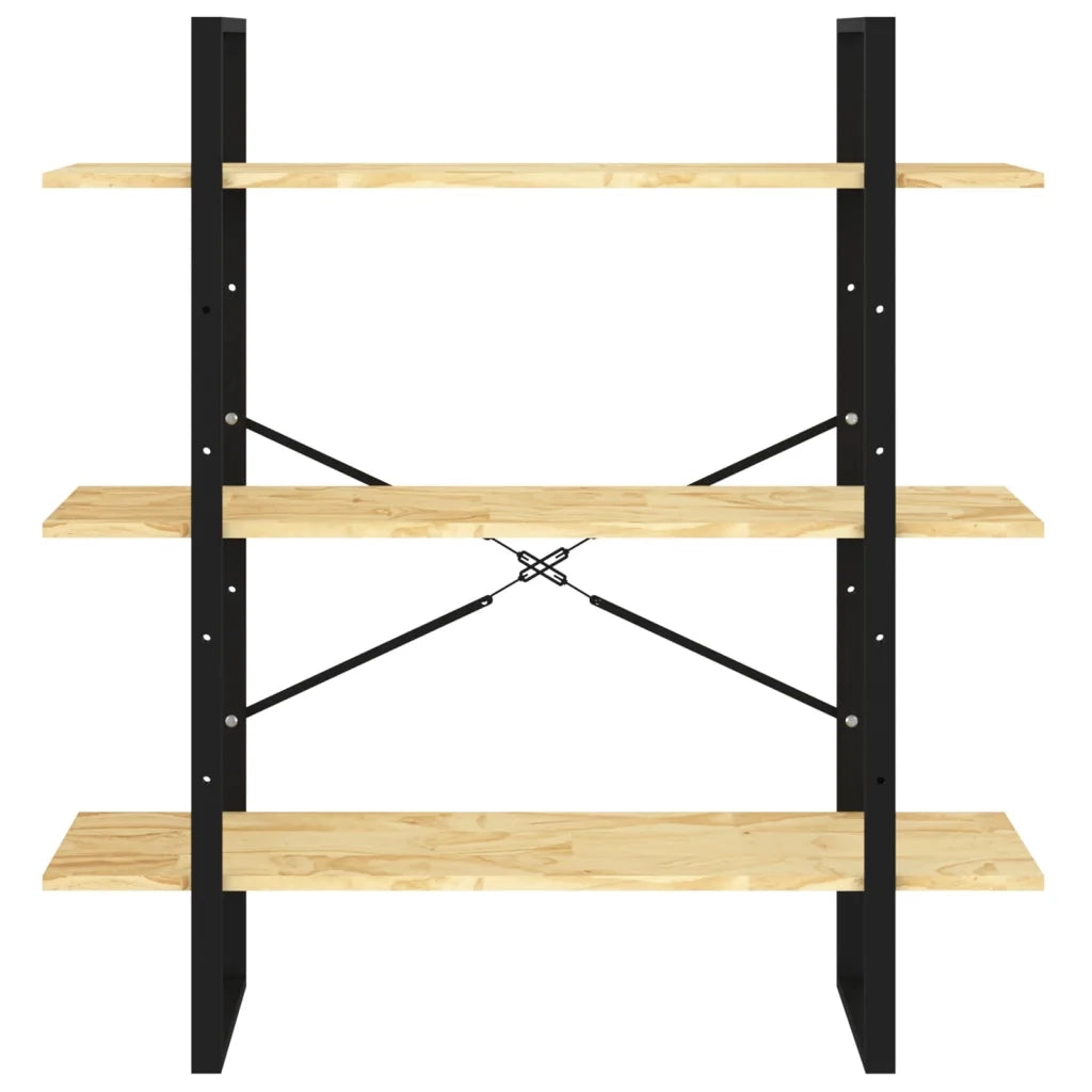 Libreria a 3 Ripiani 100x30x105 cm in Legno Massello di Pino cod mxl 18349