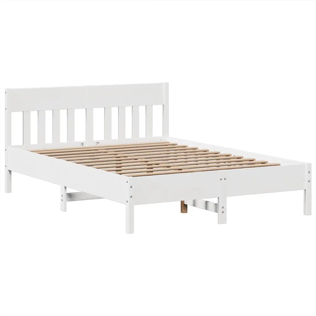 Giroletto senza Materasso-Struttura Letto Bianco 160x200 cm Legno Massello Pino 190956