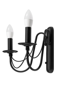 Lampada Da Parete Rustica Classica Nera APP646-2W