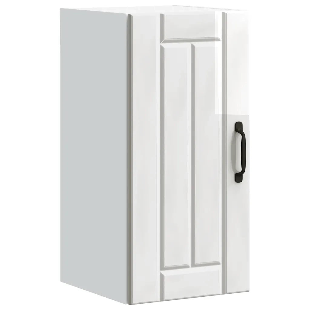 Pensile da cucina dal design moderno 30 x 31 x 60 cm ampio spazio contenitivo in legno composito bianco lucido 02_0050134