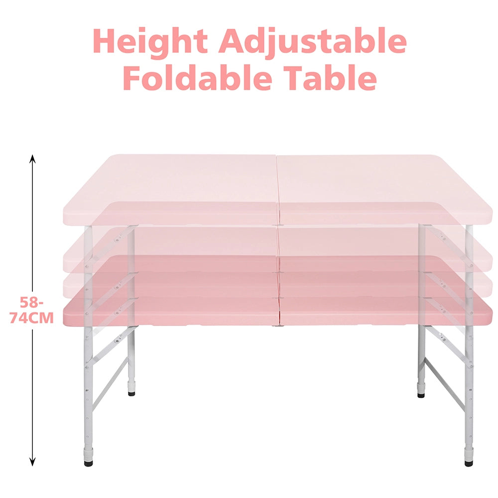 Tavolo-Xylo-125cm pieghevole rosa regolabile portatile 135kg