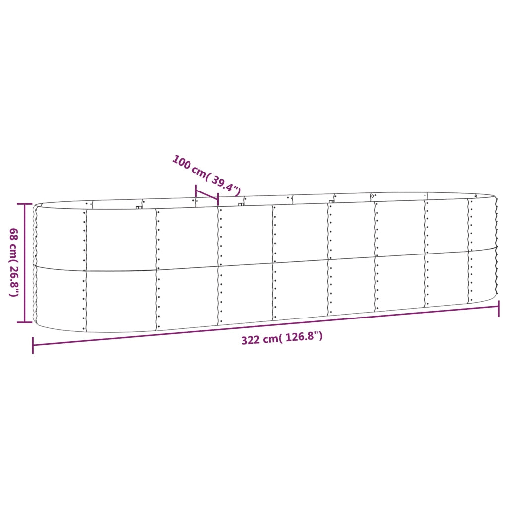 Vaso Giardino Acciaio Verniciato a Polvere 322x100x68cm Marrone cod mxl 66690