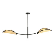 Sospensione Nordica 2 Luci Ares In Acciaio E Rattan Con Bracci Regolabili