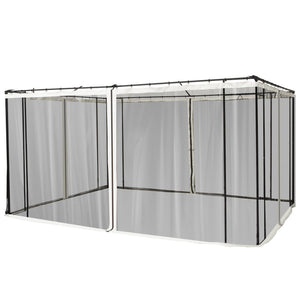 Zanzariera per Gazebo Tende di Ricambio Universale 335x207 cm con Cerniere Nero/Beige