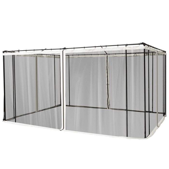 Zanzariera per Gazebo Tende di Ricambio Universale 335x207 cm con Cerniere Nero/Beige