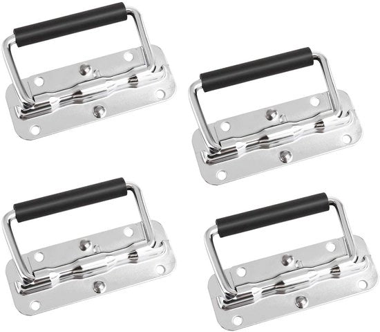 Manubrio da vanga resistente alla torsione - 4 pezzi - Manico metallico - Pomo in gomma nera - Resistente allo shock - Resistente all'ossidazione - 110 x 41 mm - Manubri da vanga