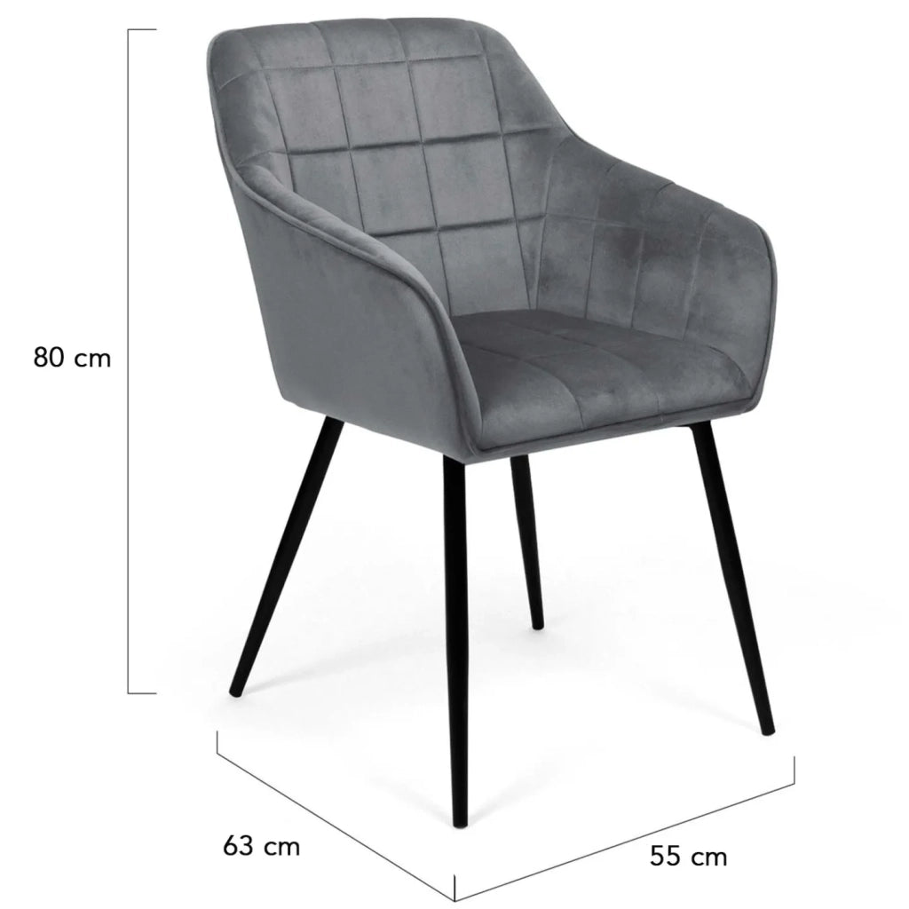 IDMarket - Set di 2 sedie da pranzo MADY in velluto grigio chiaro