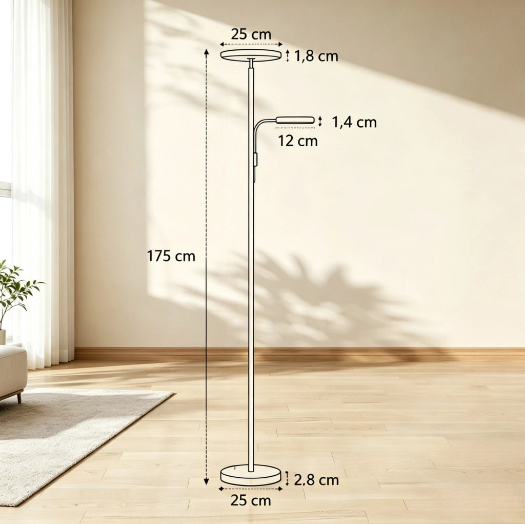 Lampada da terra LED ULEVR 42W dimmerabile 2700-6500K con telecomando, nero
