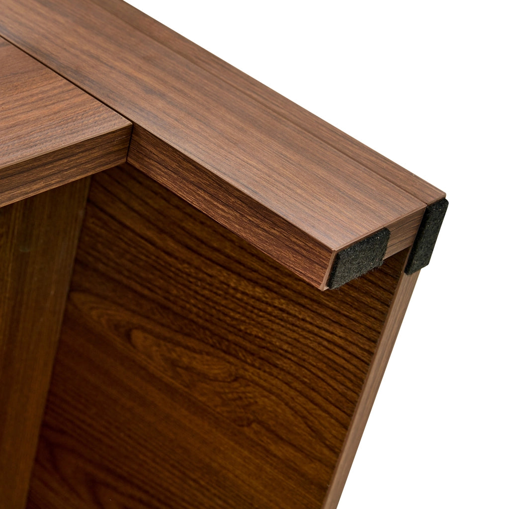 Tavolo da pranzo rotondo con vani aperti in MDF effetto noce, per 4-6 persone, per cucina e sala da pranzo, 100 × 76 cm