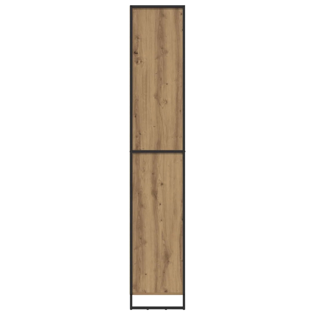 Set di 2 mobili alti rettangolari moderni per soggiorno 79 x 36 x 200 cm finitura rovere ingegnerizzato stile artigianale 02_0056108