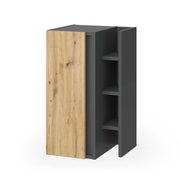 Mobiletto bagno Edelin Antracite/Rovere artigianale 35 x 60 cm con 3 vani portaoggetti Vicco