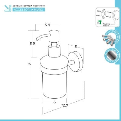 Set accessori a muro 3 pezzi in acciaio inox satinato e viti incluse  Galassia