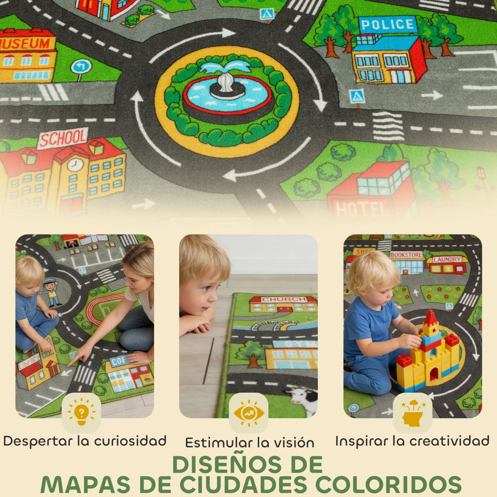 Tappeto Citt¨¤ Strada Gioco Bambini ¨C zephmum ¨C 160x100 cm Antiscivolo