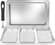 Impasto Grillmando Set - Acciaio Inossidabile Forato - Cestino BBQ - Piatto di Servizio e Manico - Scala di Verdura - Scala di Griglia - Mandolina per Verdure - Carne - Verdure e Pane - Contenuto HTML