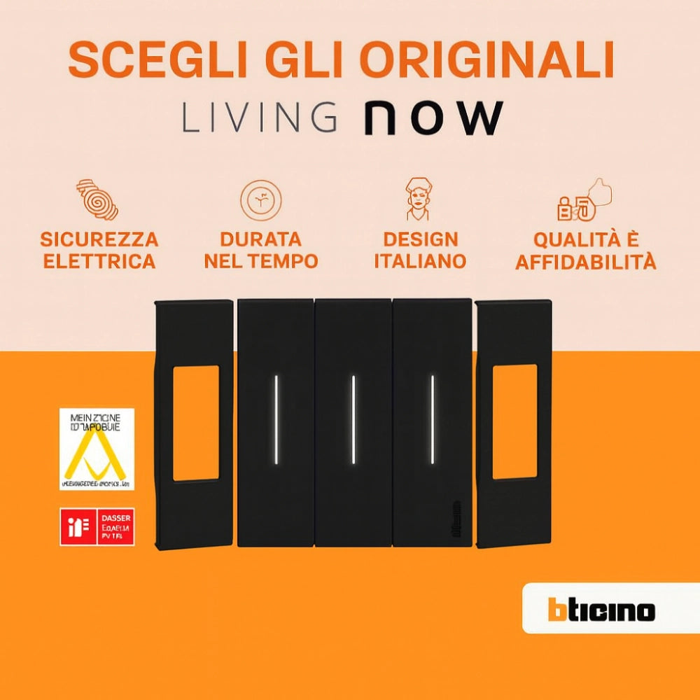Bticino living now cover per prese e interruttori moderni *** colore nero, confezione 1