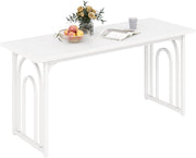 Tavolo da pranzo per 6-8 persone, tavolo da cucina rettangolare da 160 cm, gambe in metallo robusto, tavolo da pranzo moderno in legno, per cucina, soggiorno, sala da pranzo, ristorante