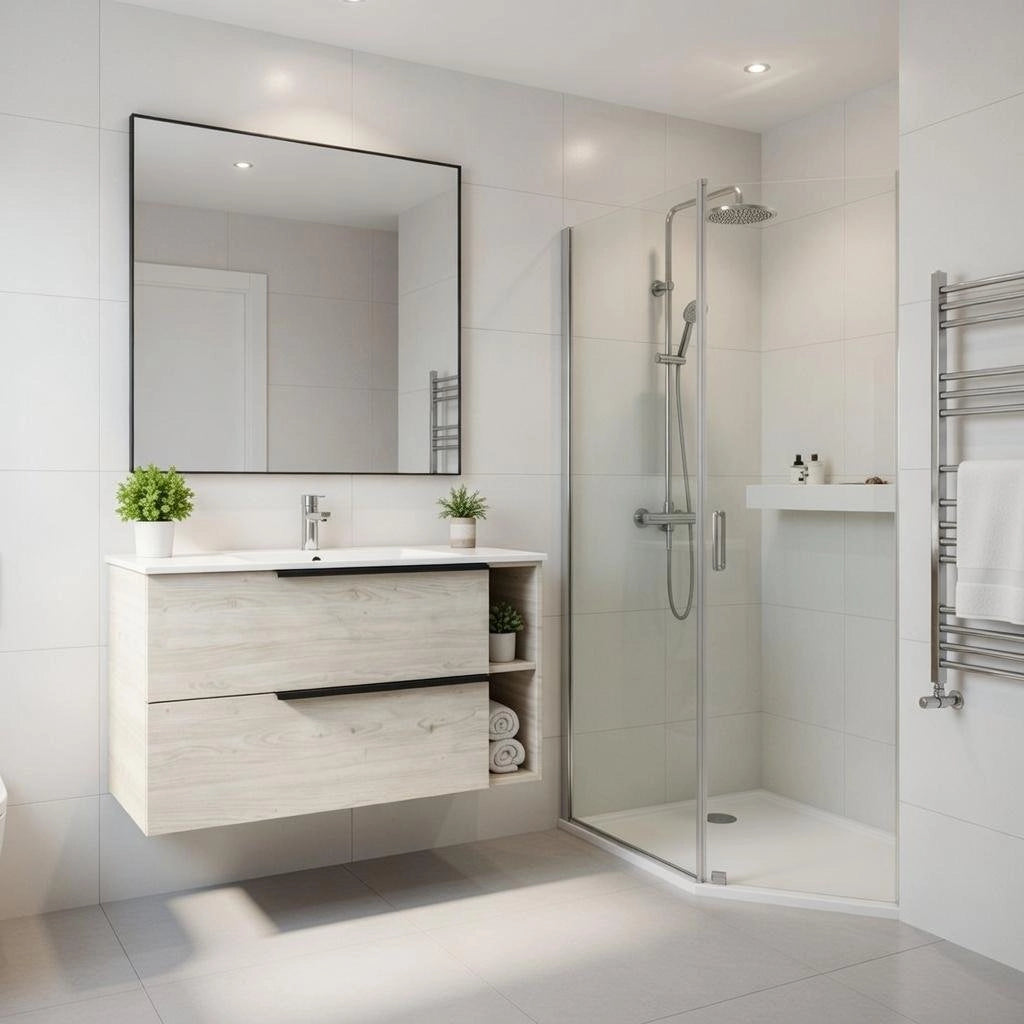 Base sospesa con cassetti cm 90 mod. LOFT - Rovere Bianco