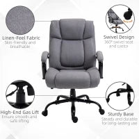 Sedia Ufficio, Sedia da Scrivania, Sedia Gaming, Sedia Girevole, Funzione Dondolo, Imbottitura Spessa, Design Ergonomic,o Braccioli Imbottiti Regolabili, Carico Max 220 kg, 72,5x83x110-118 cm, Grigio Chiaro