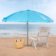 Parasole da spiaggia pieghevoli in tessuto impermeabile blu Ø200 con rivestimento argentato e protezione UV 50