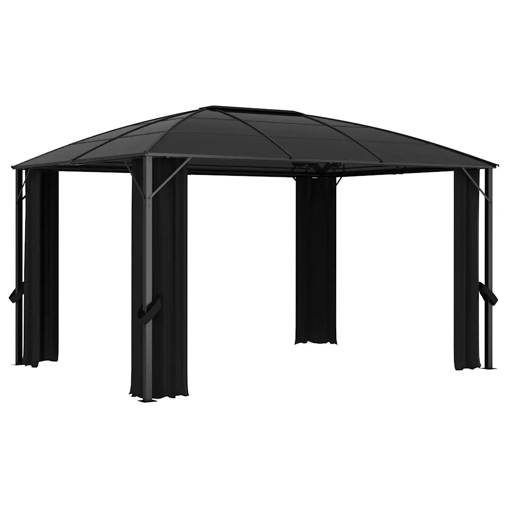 Gazebo con Tende 400x300x265 cm Antracite 48601