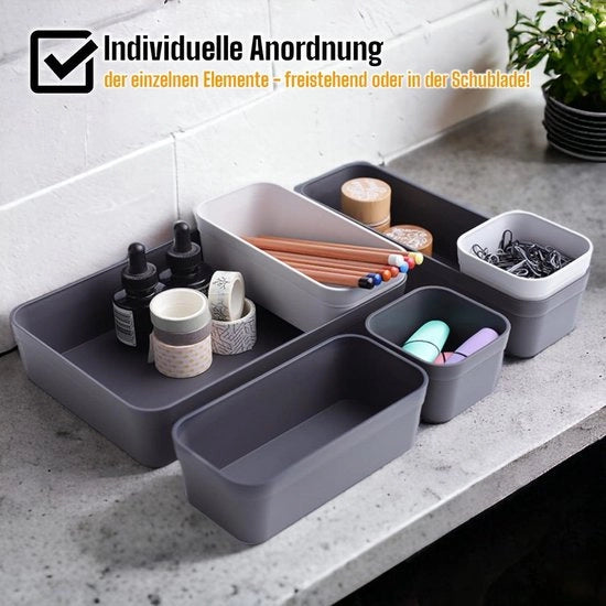 Organizzatore a scorrimento in plastica - disposizione flessibile della cassettiera per soggiorno e bagno - 1 set antracite