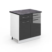 Mobiletto base per cucina Fame-Line Antracite lucido/Bianco 80 cm, PL Antracite Vicco