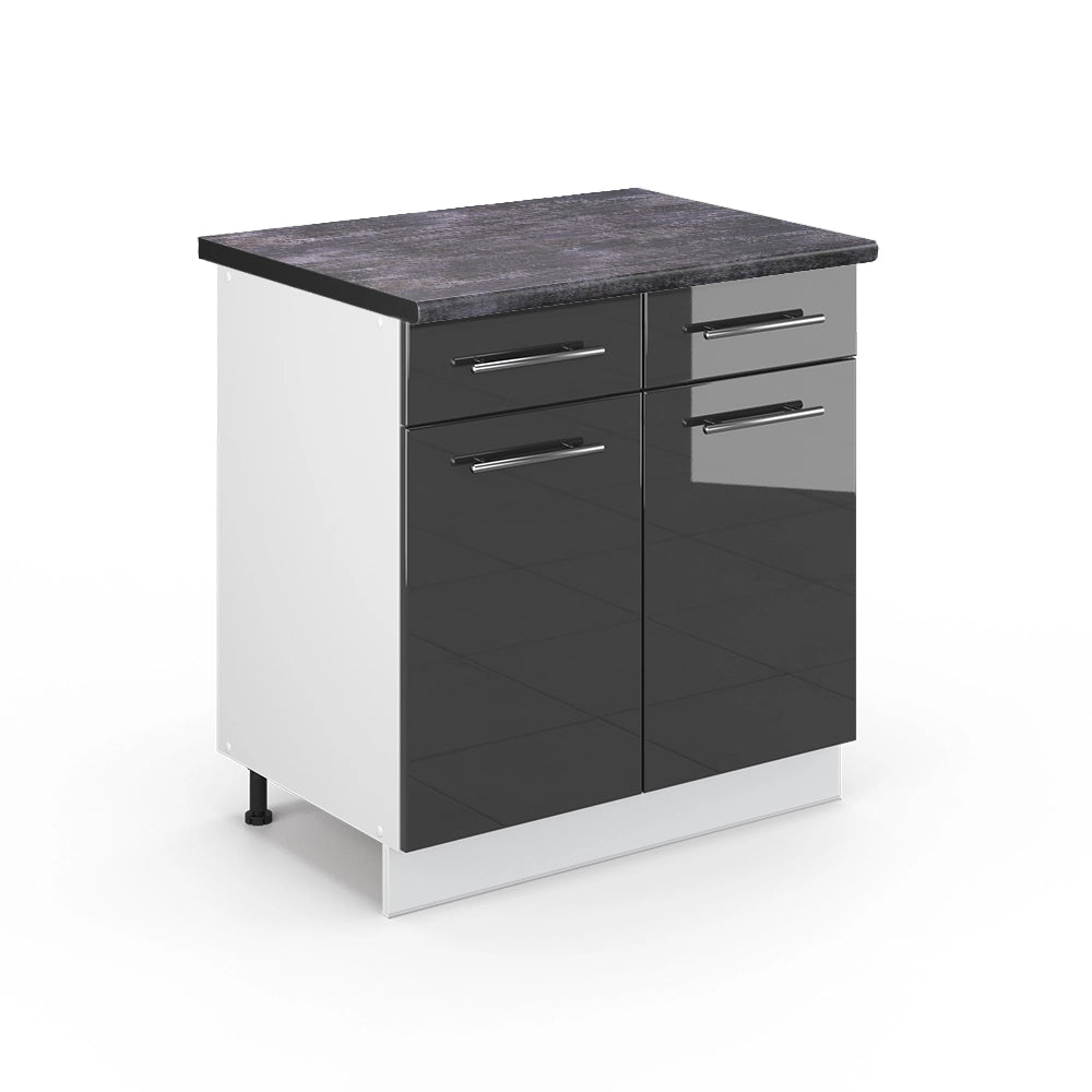 Mobiletto base per cucina Fame-Line Antracite lucido/Bianco 80 cm, PL Antracite Vicco