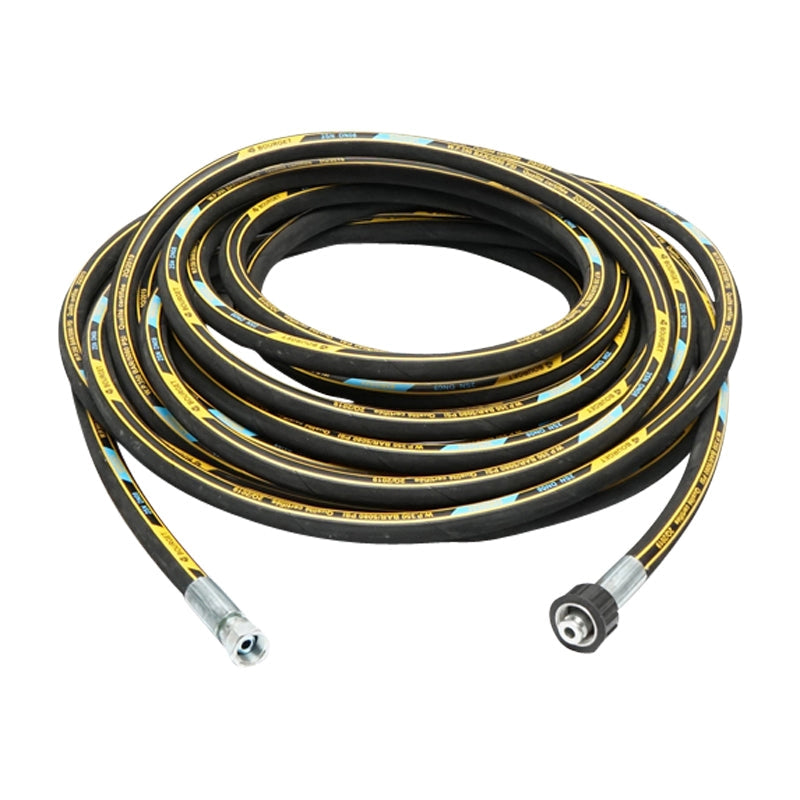 Rotolo di tubo flessibile DN8 1SN da 17 m con spina 22x1,5 mm e raccordo da 3/8 alle estremità