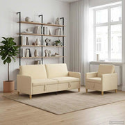 Set di Divani con Storage 2 pz Crema Poliestere 3429239