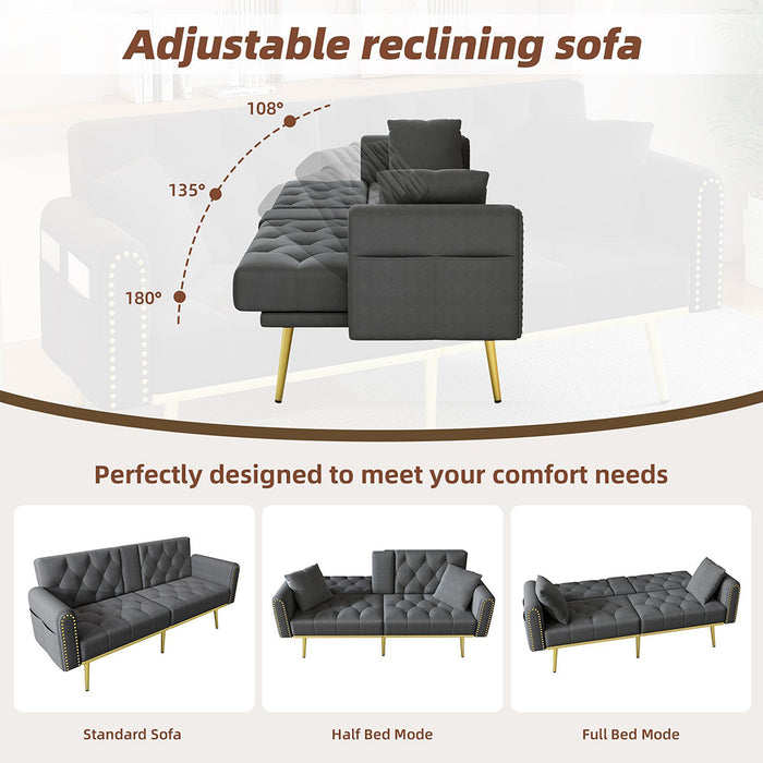 Divano letto convertibile - Xylo - Doppio, 3 livelli reclinabili, grigio