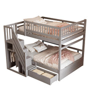 LETTO a castello 140x200 cm in legno grigio con scaletta e cassetti