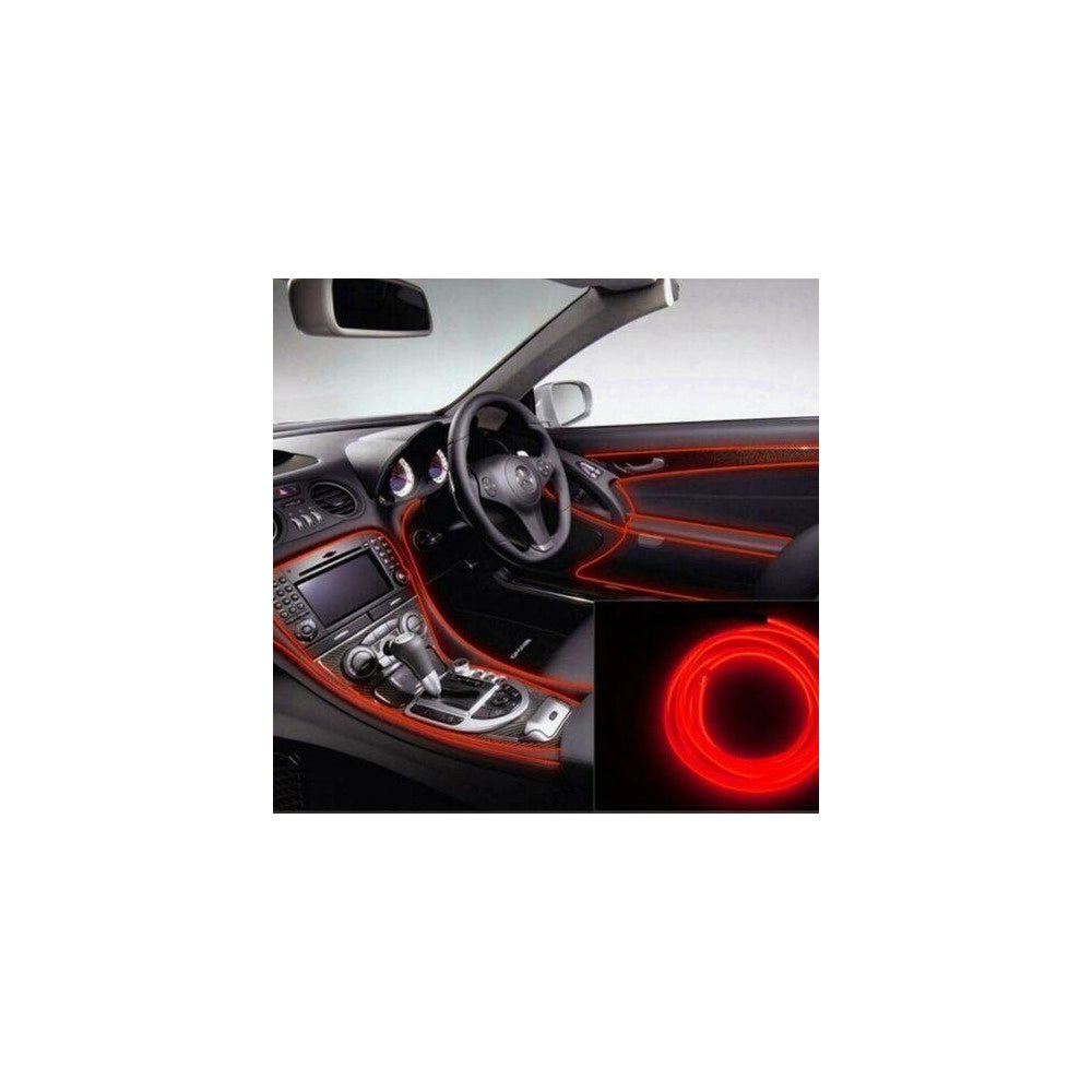 Trade Shop - Striscia Led Fluorescente Rosso Luci Ambiente Neon 12v 14w Illuminazione Auto -