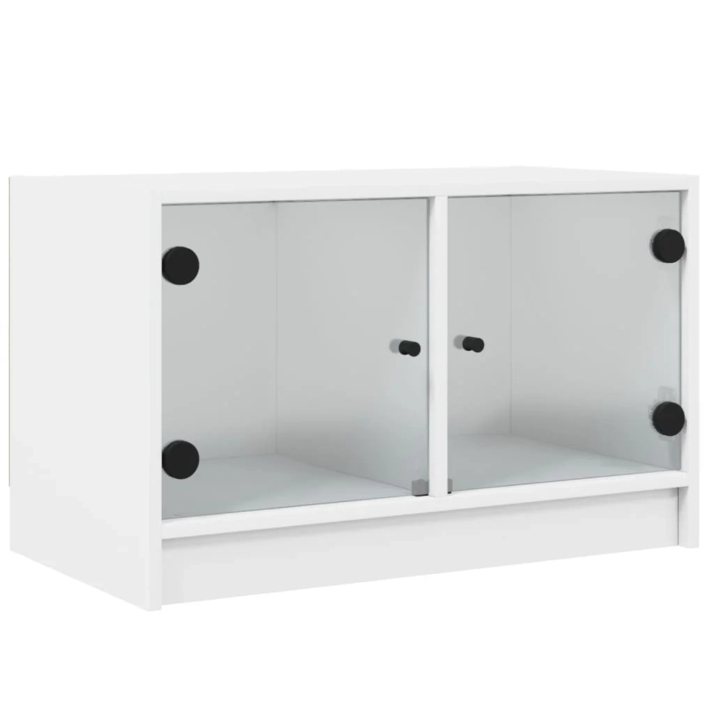 Mobile TV multimediale scaffale TV credenza mobile TV per sala da pranzo soggiorno camera da letto con ante in vetro 68 x 37 x 42 cm bianco 02_0026911