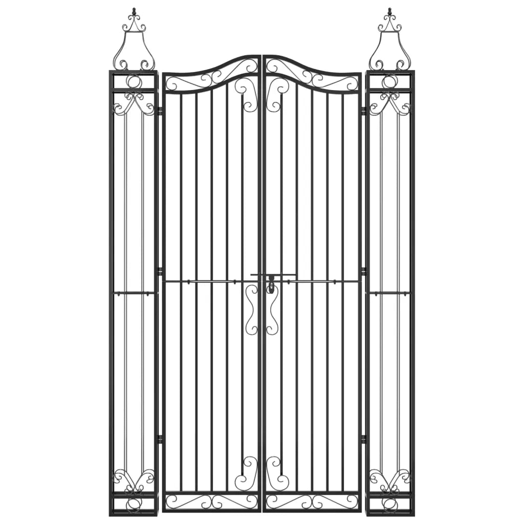 Cancello da Giardino Nero 121x8x200 cm in Ferro Battuto cod mxl 81608