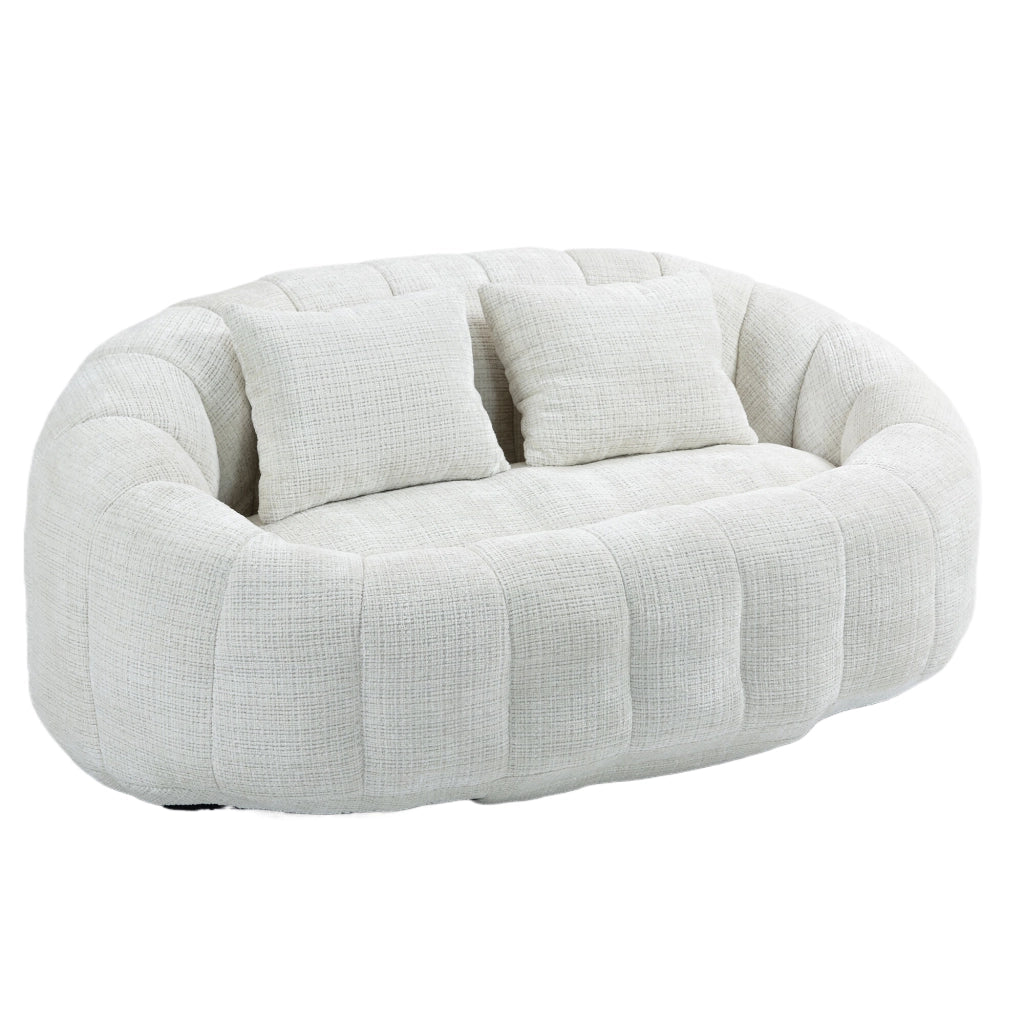 OKWISH Poltrona Pouf con Schienale Alto e Braccioli, Seduta da Pavimento in Schiuma Memory, Ciniglia Beige