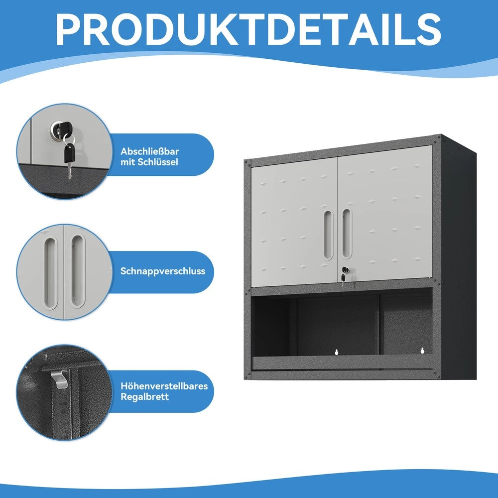 Armadio Mobile da Parete in Metallo con Anta ¨C MINIMAL ¨C Grigio, 75x77x30 cm