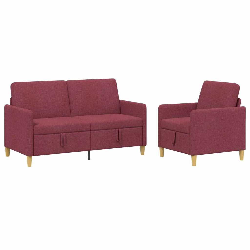 Set di Divani con Storage 2 pz Rosso Vino Poliestere 3429179