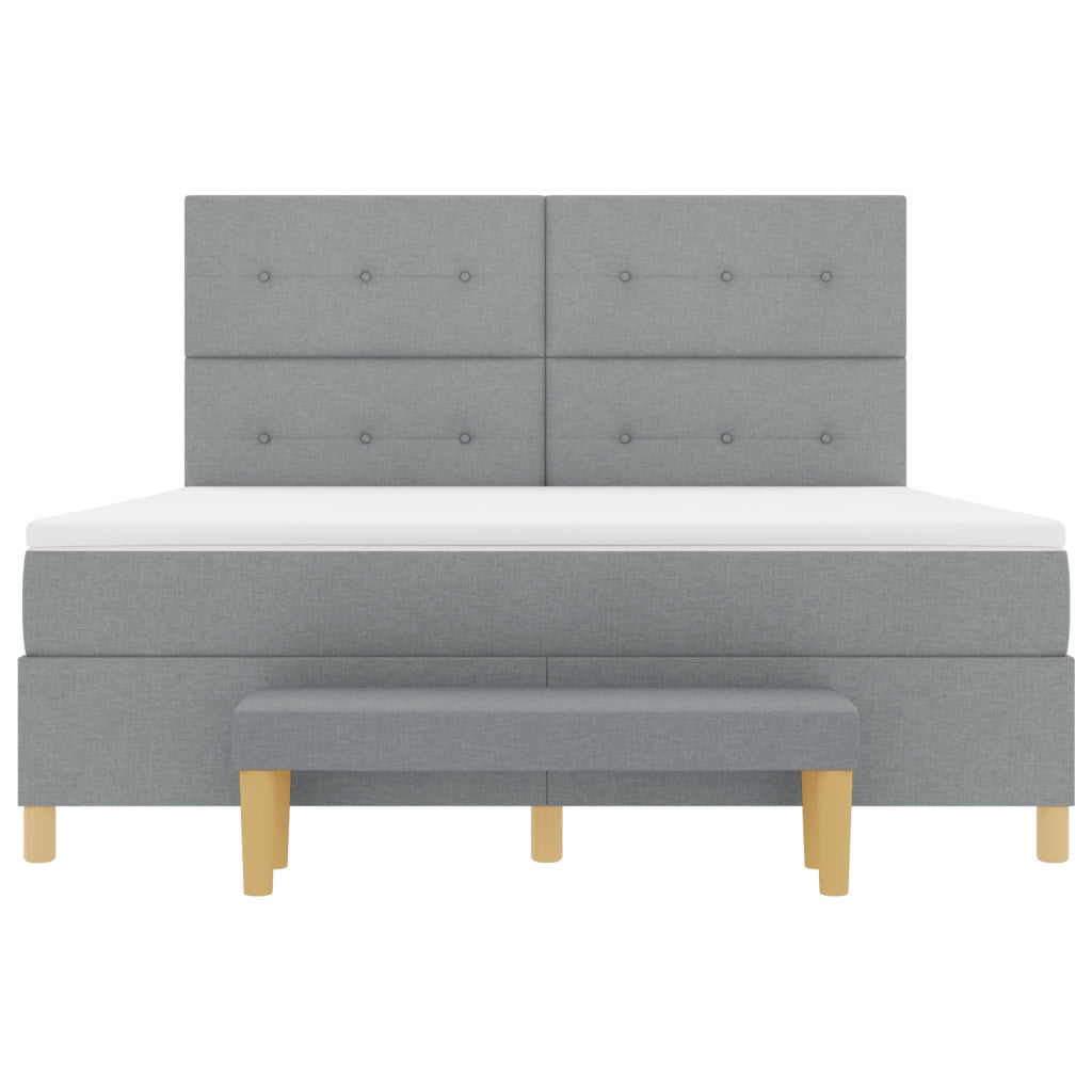 Letto a Rete con Materasso e Panchina Grigio Chiaro 180x200 cm Tessuto