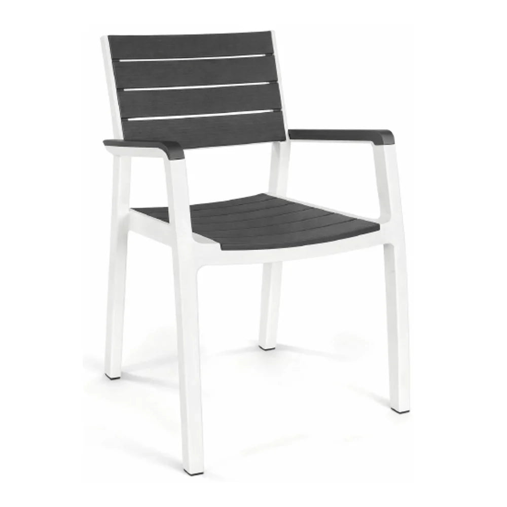 1 Pezzo Sedia da Giardino Monoblocco Harmony White Grey 59 x 60 x 86 cm