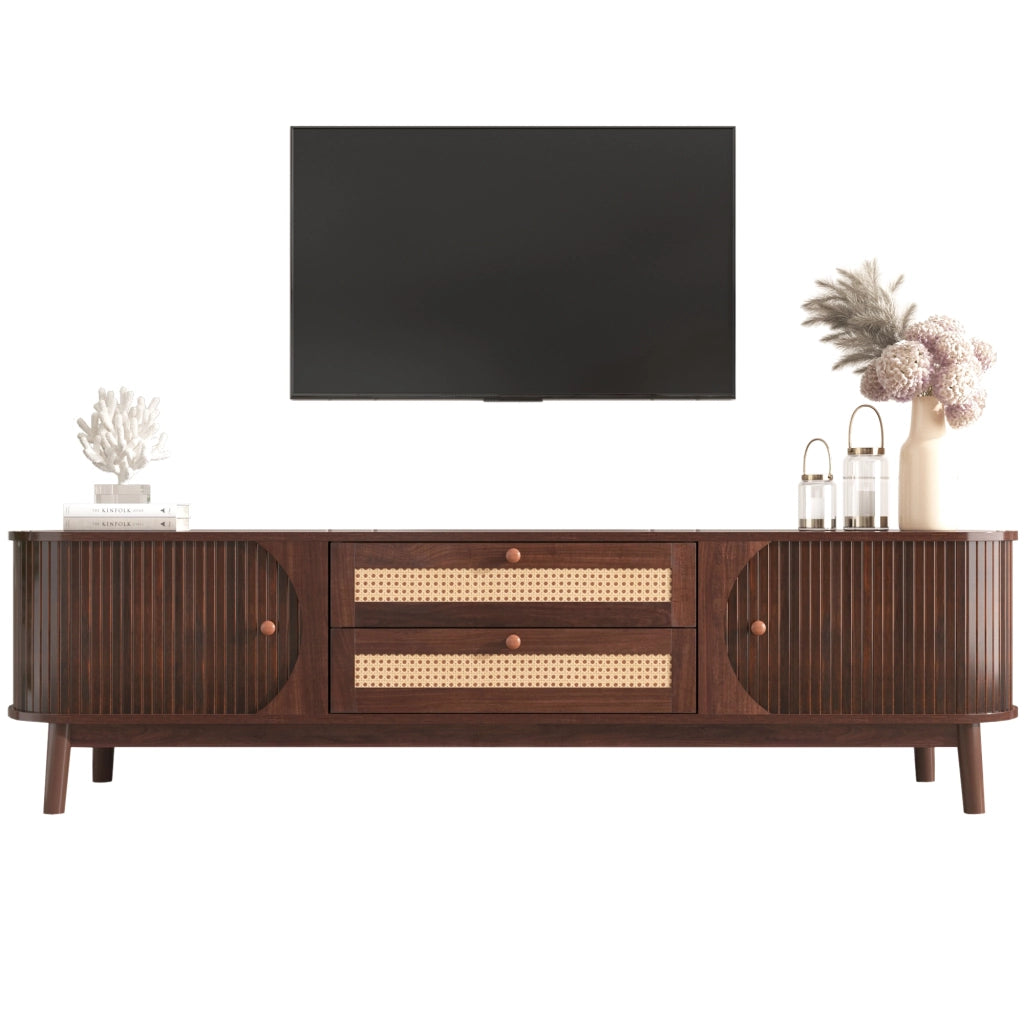 Mobile TV con Ante e Cassetti in Legno con Rattan ¨C MINIMAL ¨C Stile Country