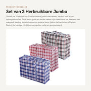 Sac di stoccaggio jumbo per abiti - 3 pezzi - Resistenti e duraturi - Contenitore di stoccaggio con cerniera - Ideale per spostamenti - Dimensioni 79x20x58,5 cm - Borse di stoccaggio