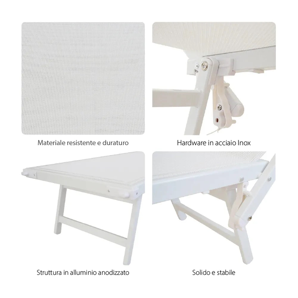 Tempo Style - Lettino Prendisole Tortora con Parasole e telaio alluminio